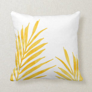 Golden Yellow Watercolor Palm Fronds 2 Kissen