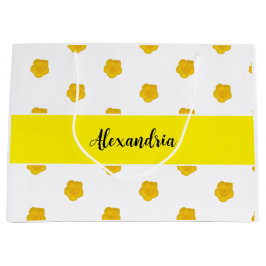 Golden Yellow Wildflower Monogram Name Gift Bag Große Geschenktüte