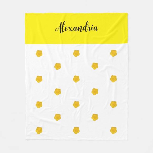 Golden Yellow Wildflower Photo Name Monogram Fleecedecke (Vorderseite)