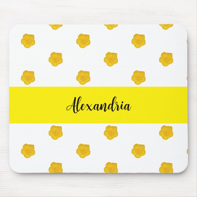 Golden Yellow Wildflower Photo Name Mousepad (Vorne)