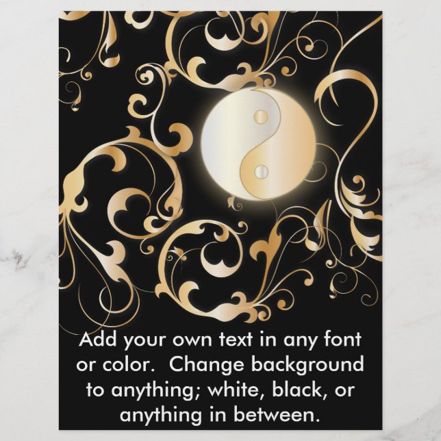 Golden Yin & Yang Floral Design (Vorderseite)