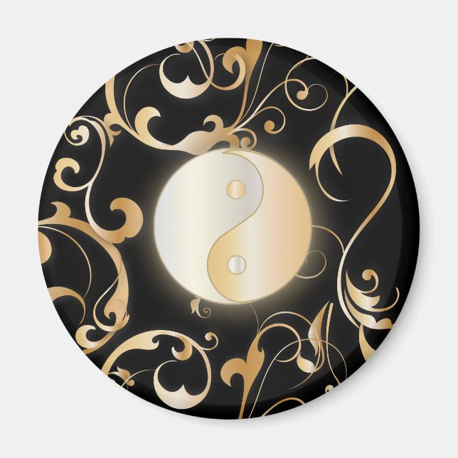 Golden Yin & Yang mit Rollen Magnet (Vorne)