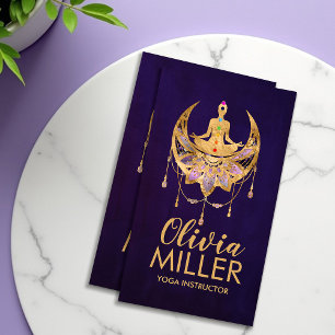 Golden Yoga Lotus Moon - Amethyst Fluorit Visitenkarte