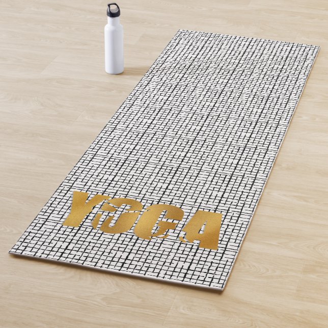Golden YOGA Text mit Silhouette auf schwarzem Must Yogamatte (Beispiel)