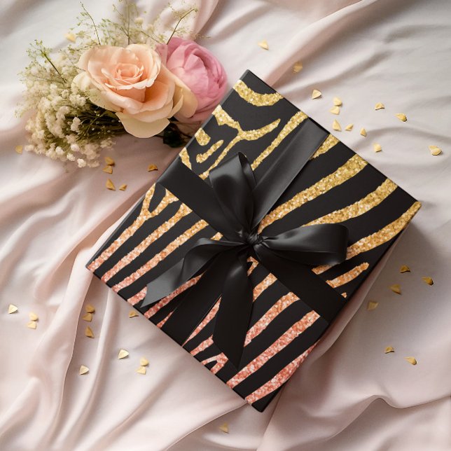 Golden Zebra Glittery Pattern Geschenkpapier (Von Creator hochgeladen)