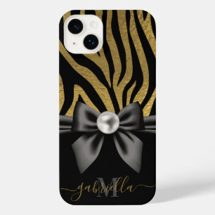 Golden Zebra Print and Bow iPhone 14 Plus Hülle
