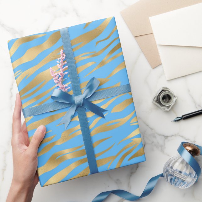 Golden Zebra Wrapping Paper Geschenkpapier (Schenken)