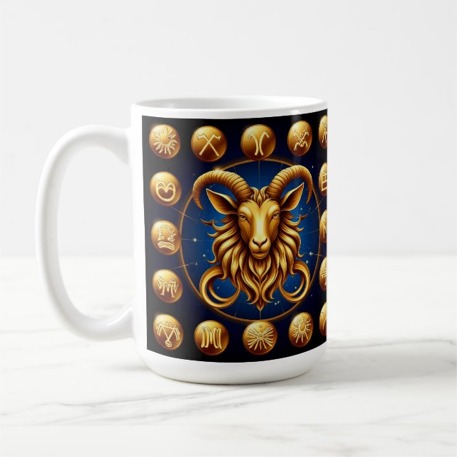 Golden Zodiac Capricorn Design Kaffeetasse (Links)