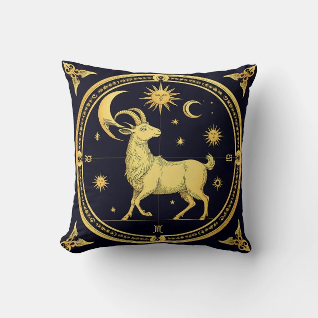 Golden Zodiac Capricorn Design Kissen (Vorderseite)