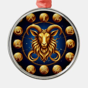 Golden Zodiac Capricorn Design Ornament Aus Metall