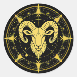 Golden Zodiac Symbol der Sterne Runder Aufkleber