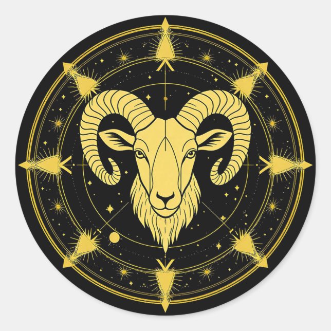 Golden Zodiac Symbol der Sterne Runder Aufkleber (Vorderseite)