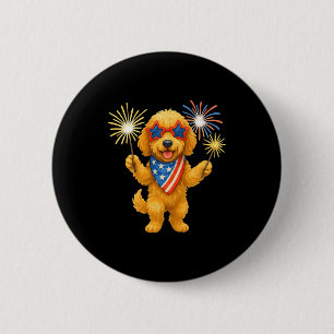 Goldendoodle 4. Juli patriotischer golden Doodle Button