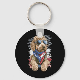 Goldendoodle 4. Juli Patriotischer Golden Doodle D Schlüsselanhänger