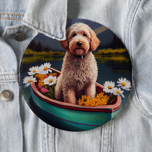 Goldendoodle auf dem Paddle: Ein Landschaftliches  Button (Beispiel)