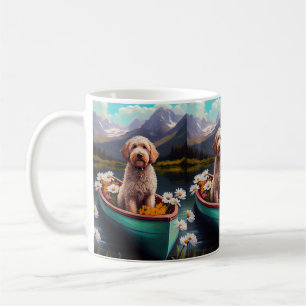 Goldendoodle auf dem Paddle: Ein Landschaftliches  Kaffeetasse