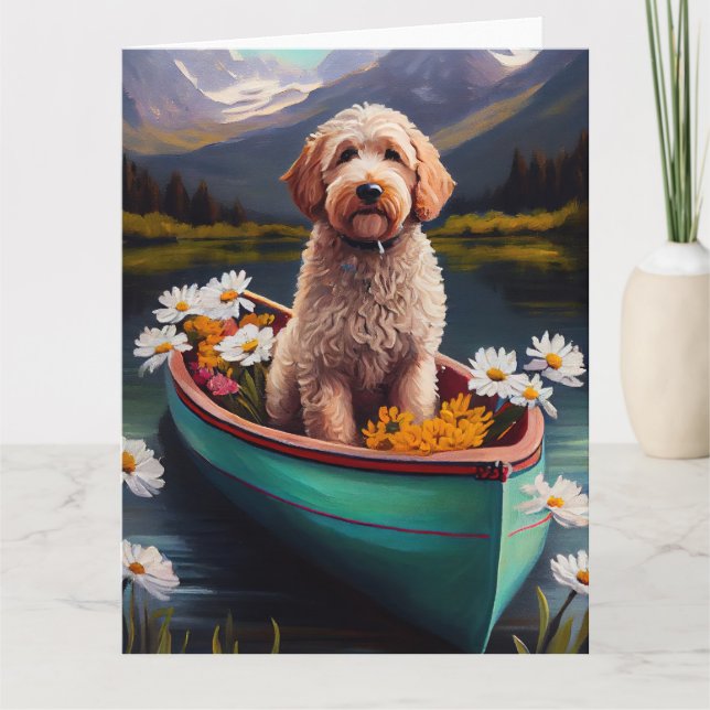 Goldendoodle auf dem Paddle: Ein Landschaftliches  Karte (Vorderseite)