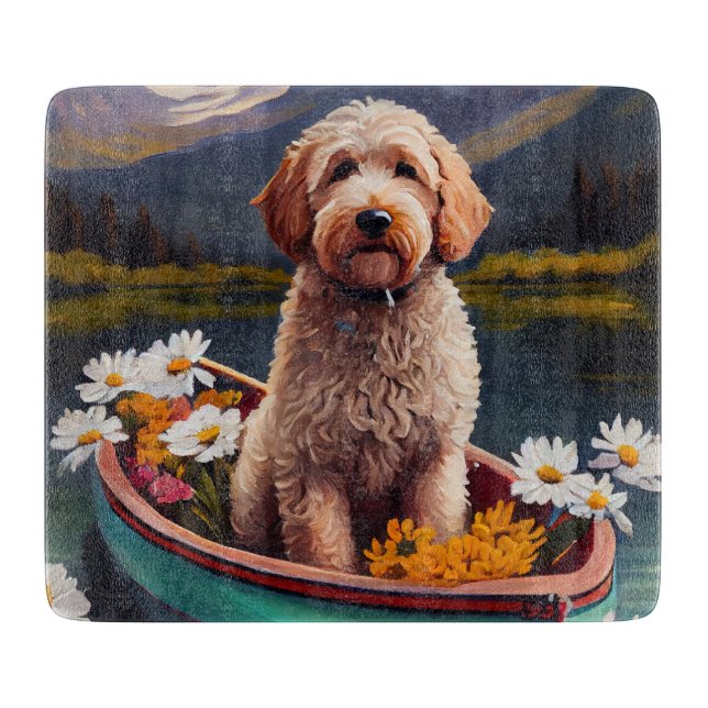 Goldendoodle auf dem Paddle: Ein Landschaftliches  Schneidebrett (Vorderseite)