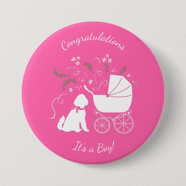 Goldendoodle Babydusche Rosa Button (Vorderseite)
