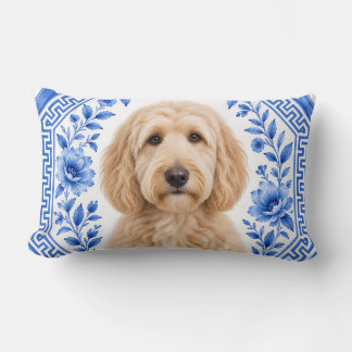Goldendoodle Blau-weiße Blumen-Kissenrolle Lendenkissen