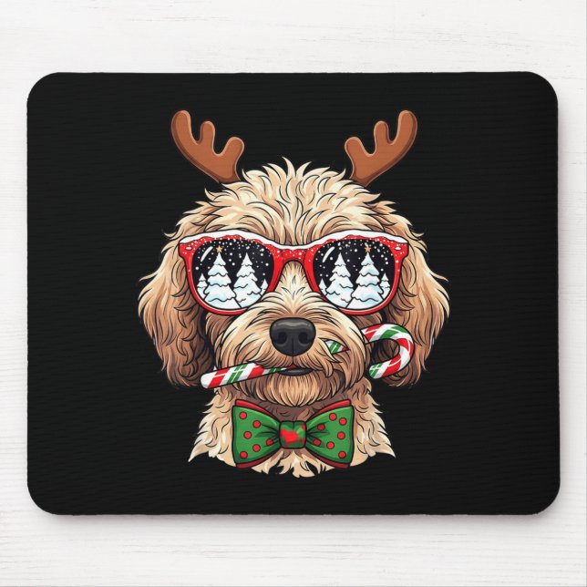 Goldendoodle Christmas Reindeer Holiday Dog Lover  Mousepad (Vorne)