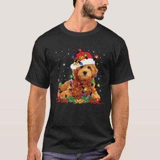 Goldendoodle Christmas Reindeer Lights Funny Dog X T-Shirt