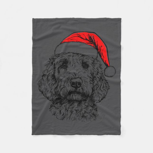 Goldendoodle Christmas Santa Hat Xmas Pajama Golde Fleecedecke (Vorderseite)