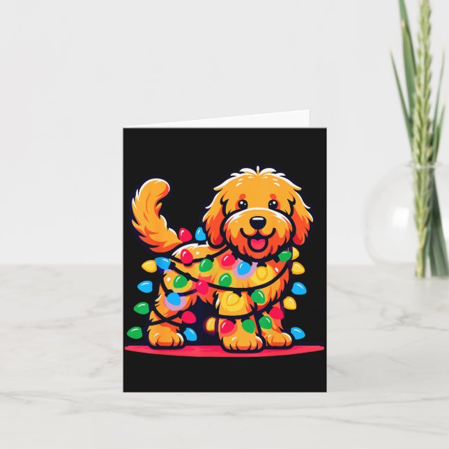 Goldendoodle Christmas Tree Xmas Lights Golden Doo Karte (Vorderseite)