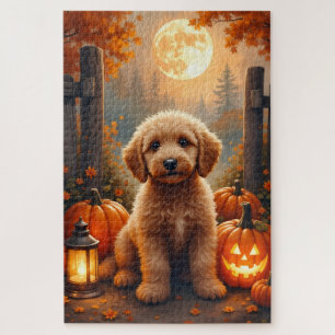 Goldendoodle Cozy Kürbis Farm Halloween Kunst Puzzle