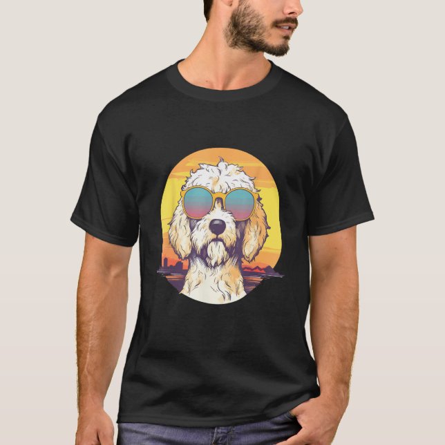 Goldendoodle Cute Colorful Golden Doodle Sunglasse T-Shirt (Vorderseite)
