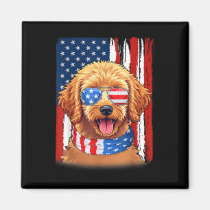 Goldendoodle Dog America Flag 4. Juli USA Patr Magnet
