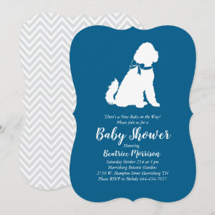 Goldendoodle Dog Baby Dusche Blue Boy Einladung