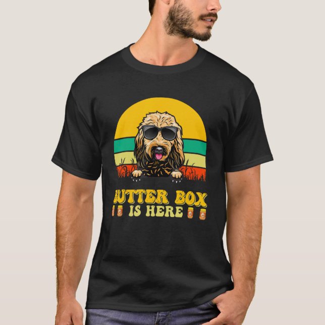 Goldendoodle Dog Butter Box Is Here Father s Day T-Shirt (Vorderseite)