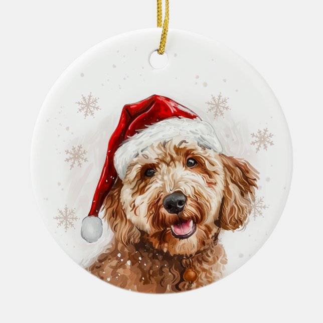 Goldendoodle Dog Christmas Personalized Keramik Ornament (Vorne)