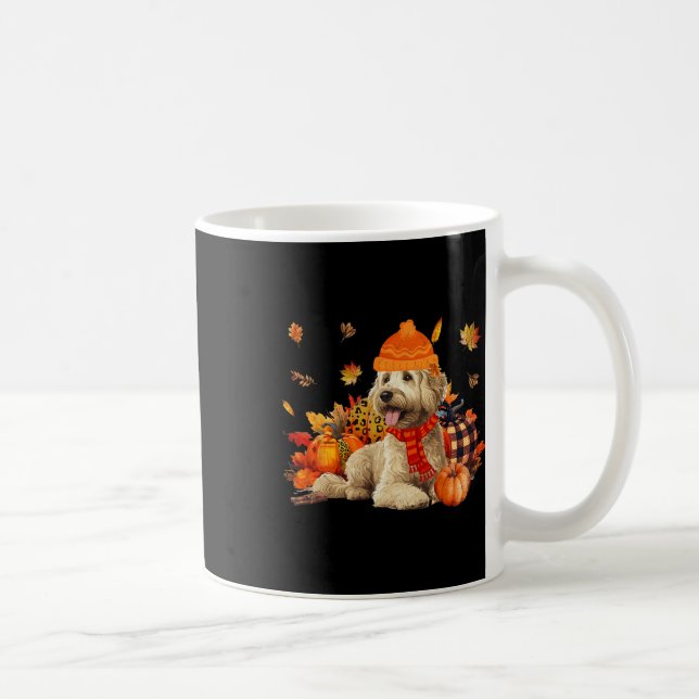 Goldendoodle Dog Fall Scarf Leopard Pumpkins Autum Kaffeetasse (Rechts)