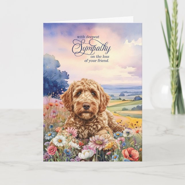 Goldendoodle Dog Field of Wildflowers Pet Sympathy Karte (Vorderseite)
