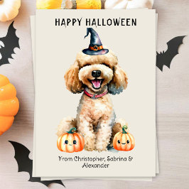 Goldendoodle Dog Happy Halloween Feiertagskarte
