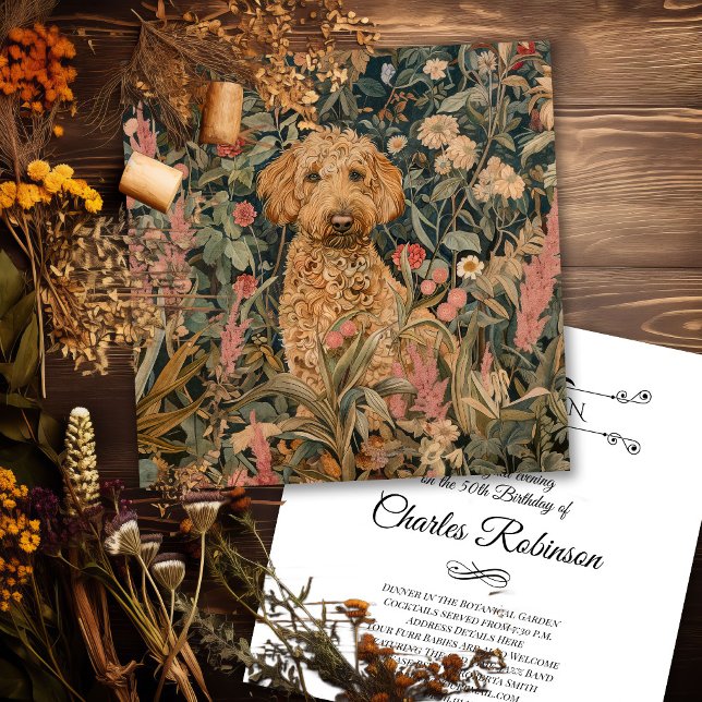 Goldendoodle Dog im William Morris Style Garden Dankeskarte (Von Creator hochgeladen)