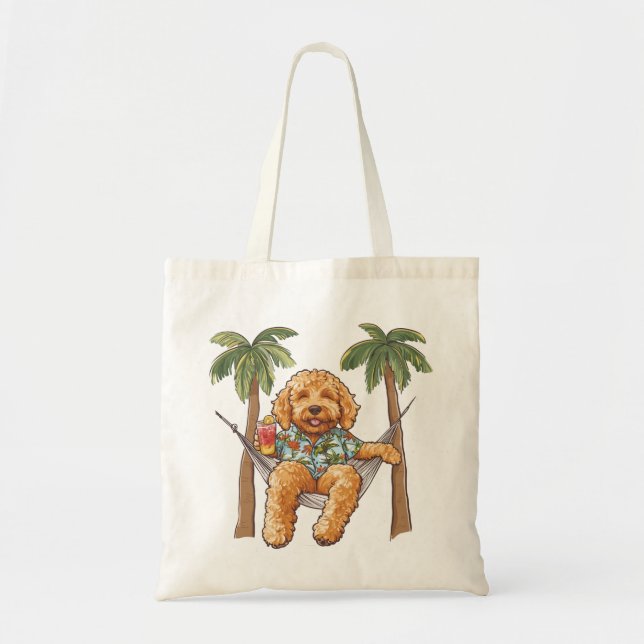 Goldendoodle Dog In Hawaiian Top Tragetasche (Vorne)