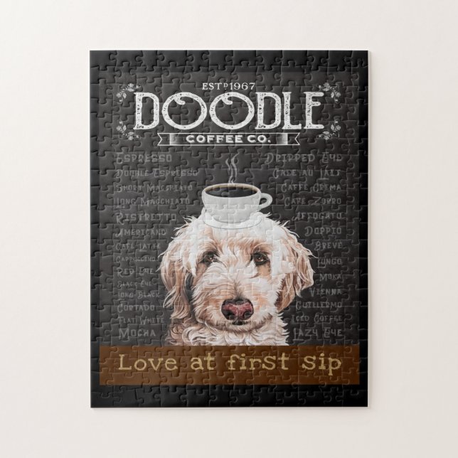 Goldendoodle Dog Kaffeehaus 2 Puzzle (Vertikal)