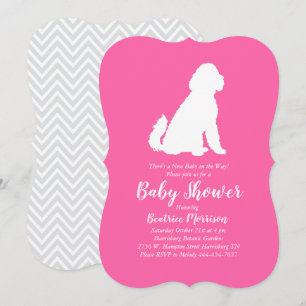 Goldendoodle Dog Kinderdusche Pink Girl Einladung