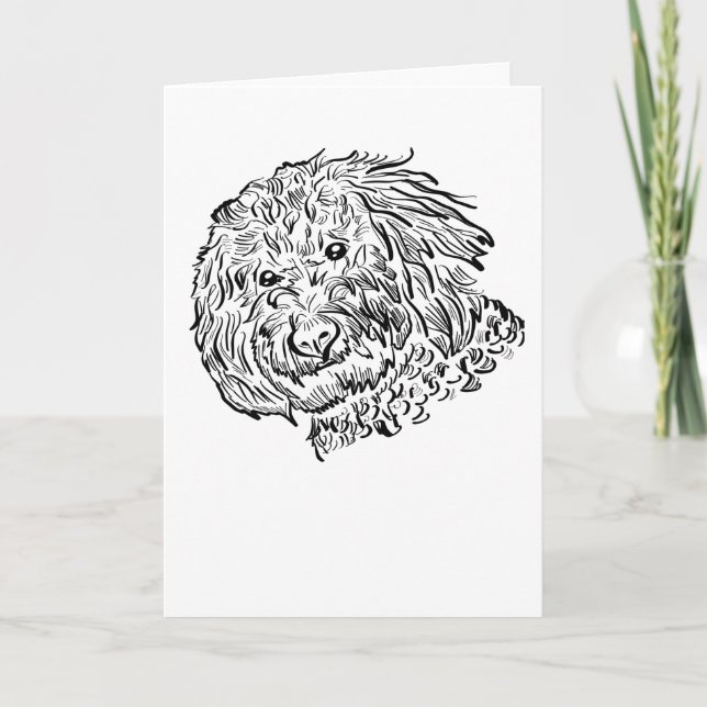 Goldendoodle Dog Line Art Karte (Vorderseite)
