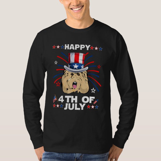Goldendoodle Dog Patriotic American 4th Of July Do T-Shirt (Vorderseite)