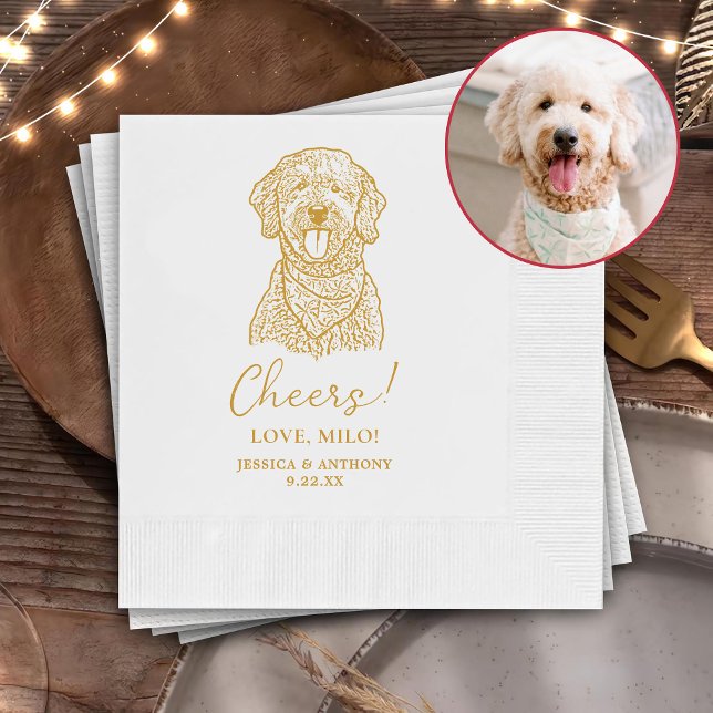 Goldendoodle Dog Personalisiert Cheers Napkins Serviette (Von Creator hochgeladen)