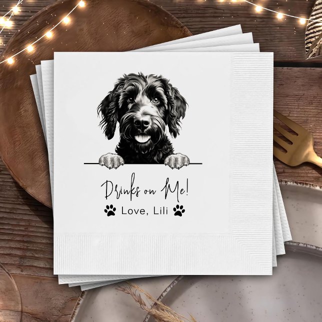 Goldendoodle Dog Personalisierte Getränke Serviette (Von Creator hochgeladen)