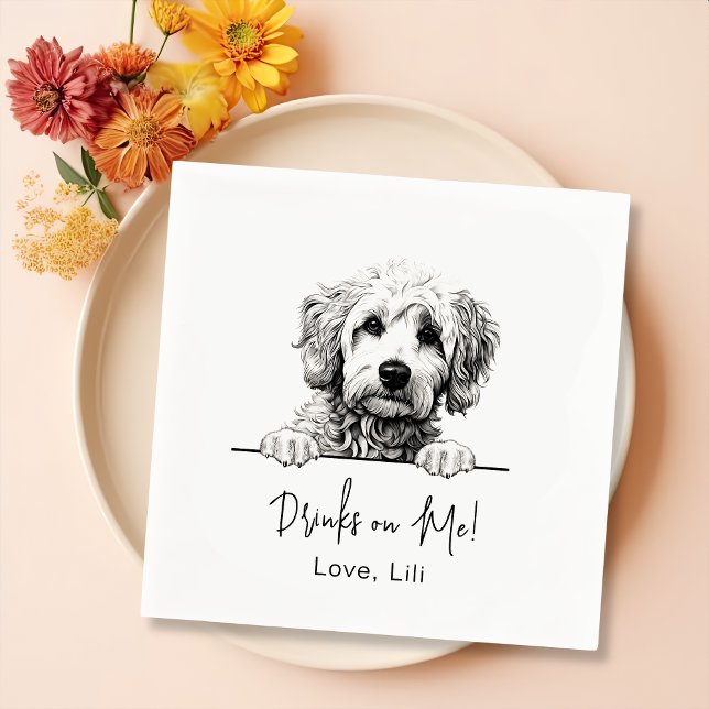 Goldendoodle Dog Personalisierte Getränke Serviette (Von Creator hochgeladen)