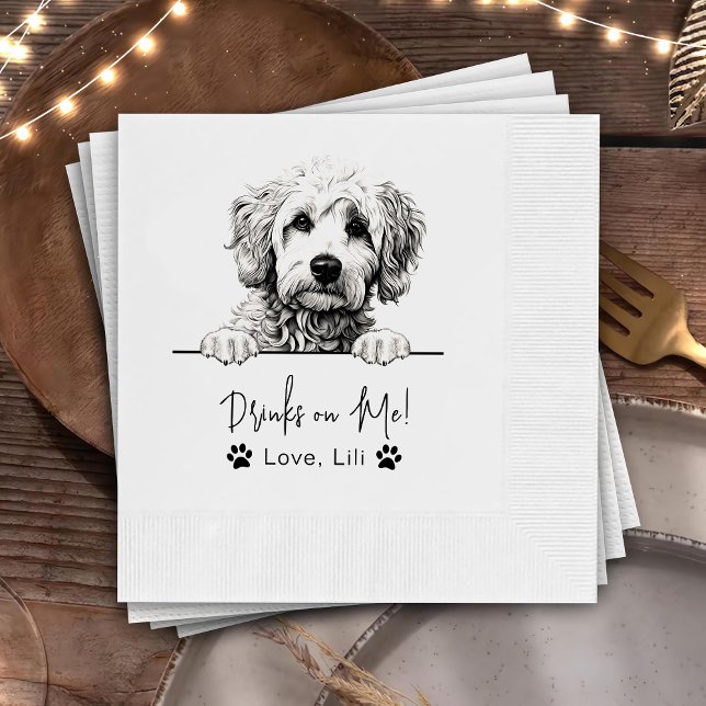 Goldendoodle Dog Personalisierte Getränke Serviette (Von Creator hochgeladen)