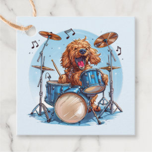 Goldendoodle Dog Playing Drums Geschenkanhänger