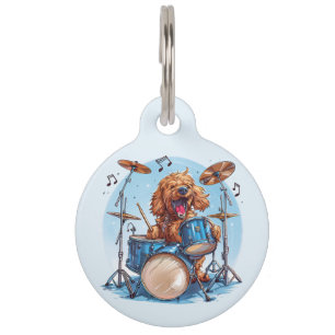 Goldendoodle Dog Playing Drums Haustiermarke