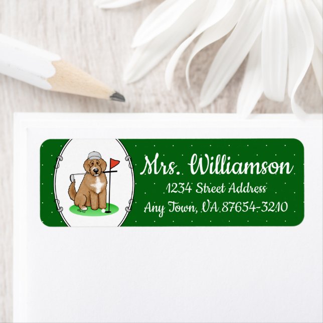 Goldendoodle Dog Playing Golf (Red whmk2) Niedlich (Insitu)